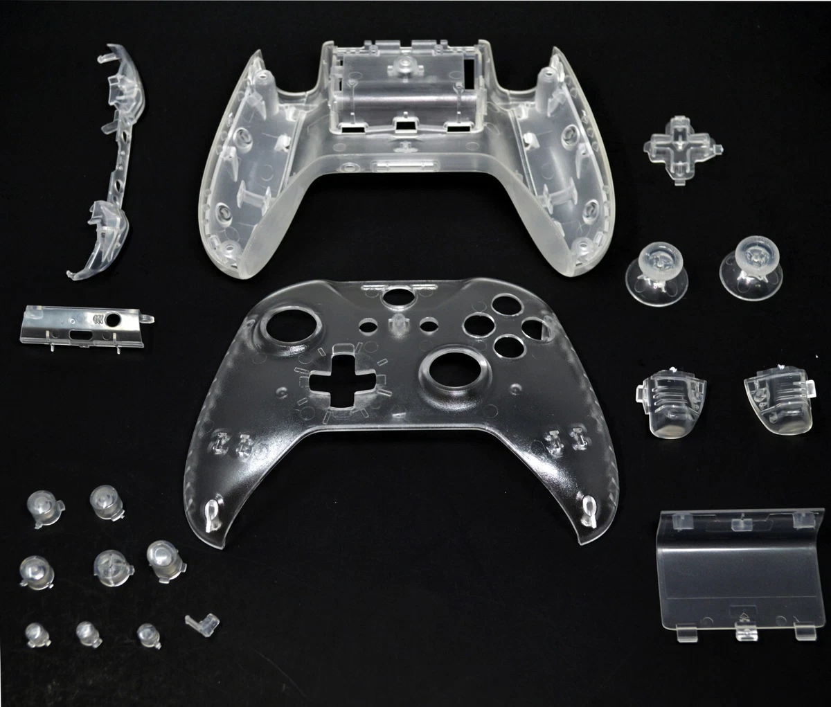 Xbox One S Controller Custom Clear Shell with Buttons Kit Parts Housing Mod