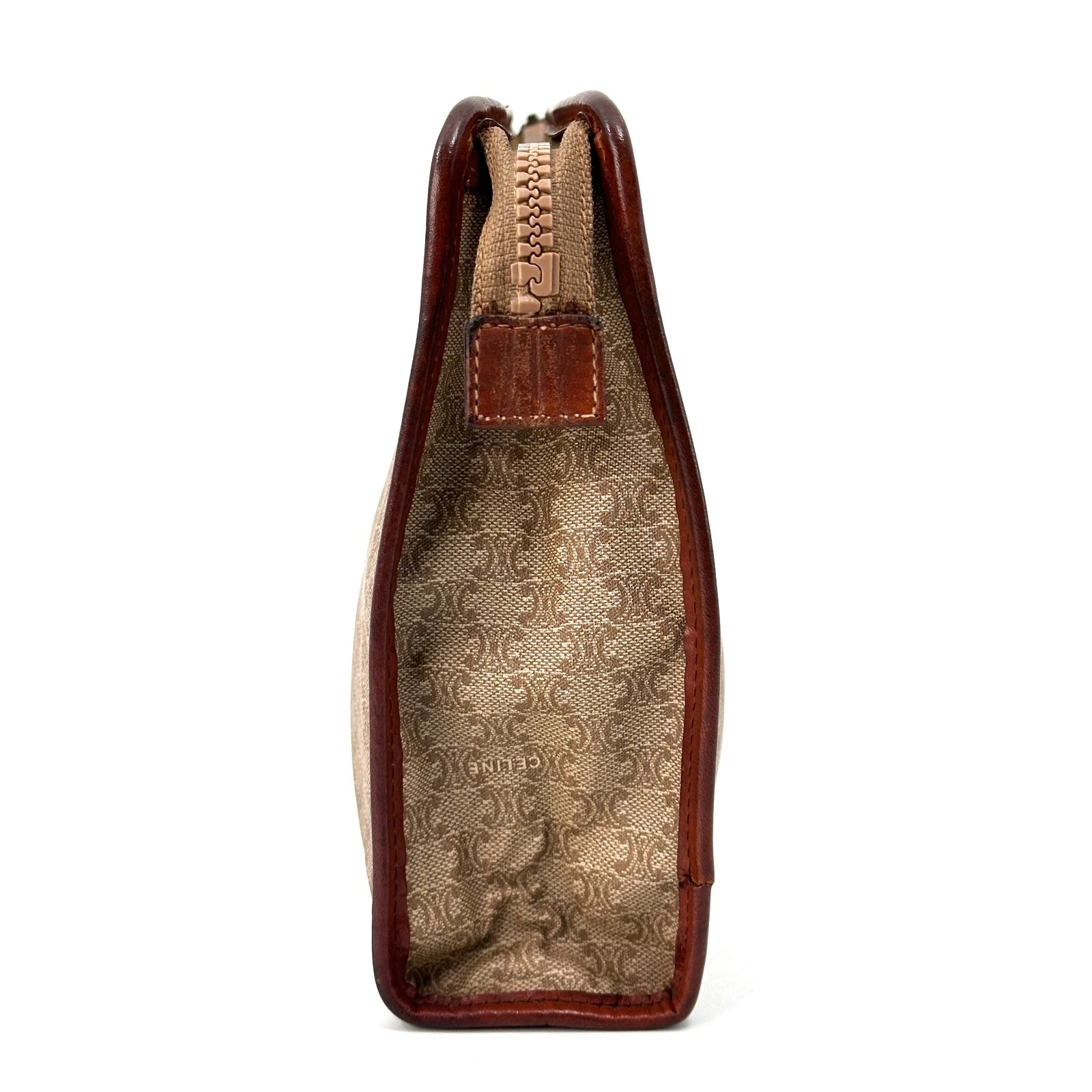 CELINE Pochette Borsa Macadam Pelle Beige Marrone Autentica dal Giappone_0116