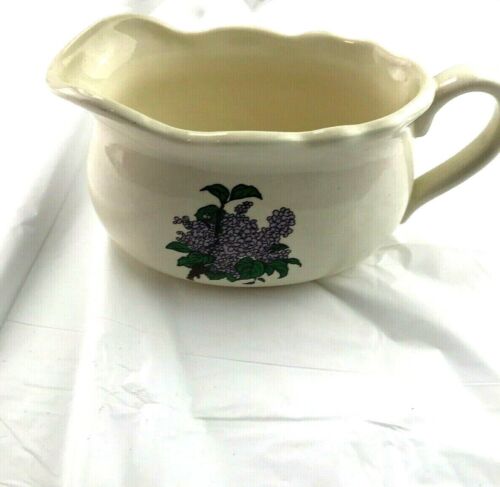 Ceramic Gravy Boat With Purple Flowers Tableware - Picture 1 of 8