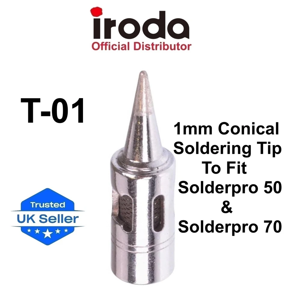 PRO-IRODA PRO IRODA 1mm Conical Soldering Iron Tip For Solderpro 50 & 70 Butane Tools T-01