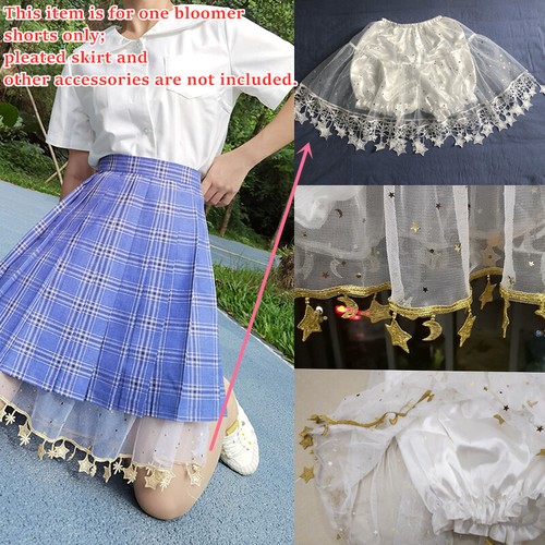 Lolita Bloomer Satin Pumpkin Shorts Petticoat Mesh Sequin Underskirt Ruffle Cute - Picture 5 of 16