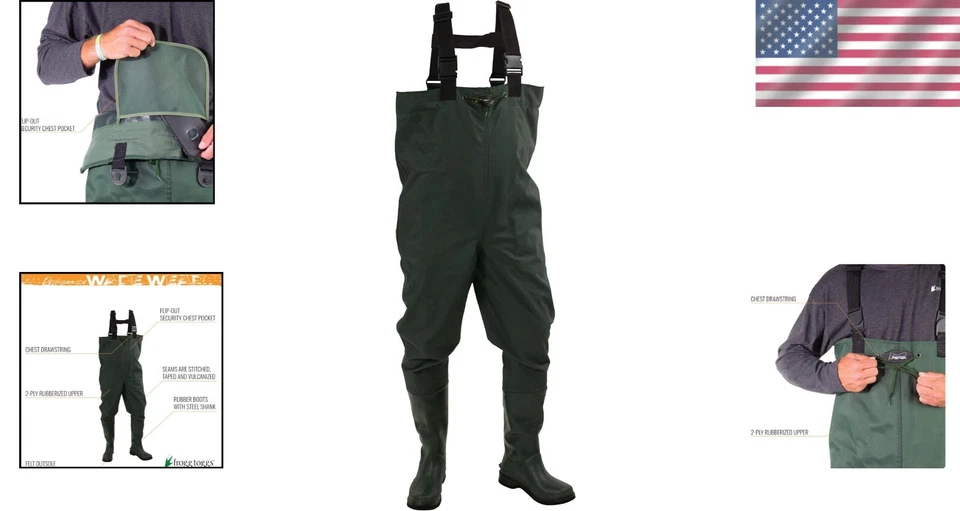 Men's Waterproof Fishing Chest Waders - 2-Ply Rubber and Thinsulate Insulation - Image 2 of 4