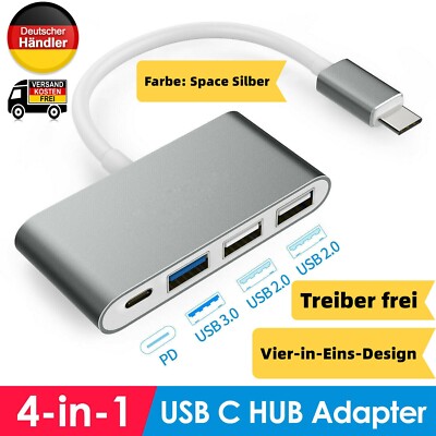 2 Stk.Type C USB 3.1 Adapter zu USB 3.0 USB 2.0 HUB USB-C 4K PD Konverter 4-in-1