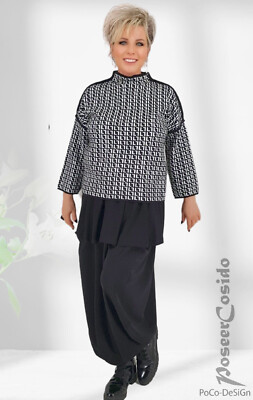 LAGENLOOK Pulli Pullover kastig schwarz weiß L-XL-2XL-3XL 40 42 44