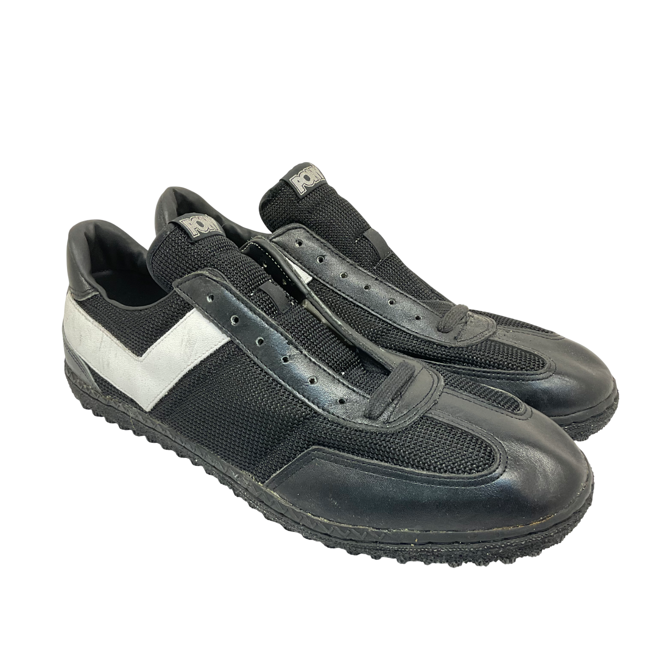 Scarpe da calcio uomo Pony taglio basso vintage erba 4506 nero bianco taglia 13M
