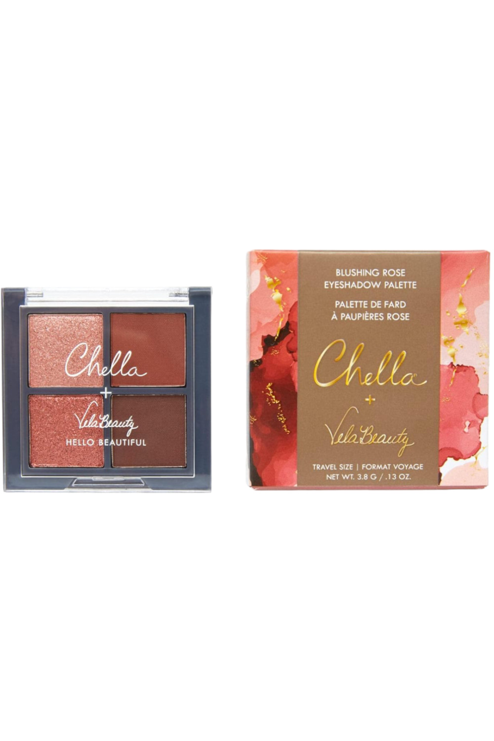 Chella Hello Красивая мини-палитра для путешествий с розовым оттенком, 0,13 унции