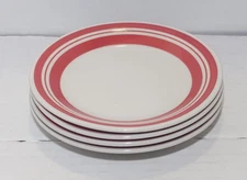 Diner Story Hand Painted Red Band Bread Plates 6" Set of 4 Philippe Richard 