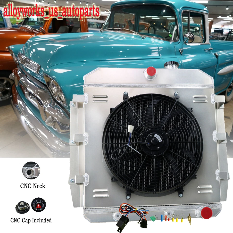 For 1955-1959 1957 Chevy GMC C/K 100/150 Truck Pickup 3 Rows Radiator Shroud Fan - Image 2 of 4