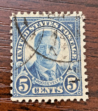 1927 issue Scott #637 5c Theodore Roosevelt Used