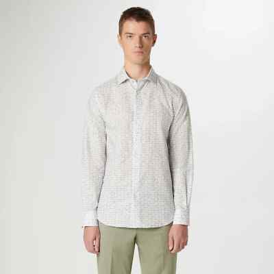 Bugatchi Axel Linen Blend Button Up Shirt Men's S Retro Floral Print $199 NWT