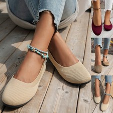 Women's Knit Ballerina Ballet Flat Shoes Comfort Work Casual Slip on Flat Shoes
