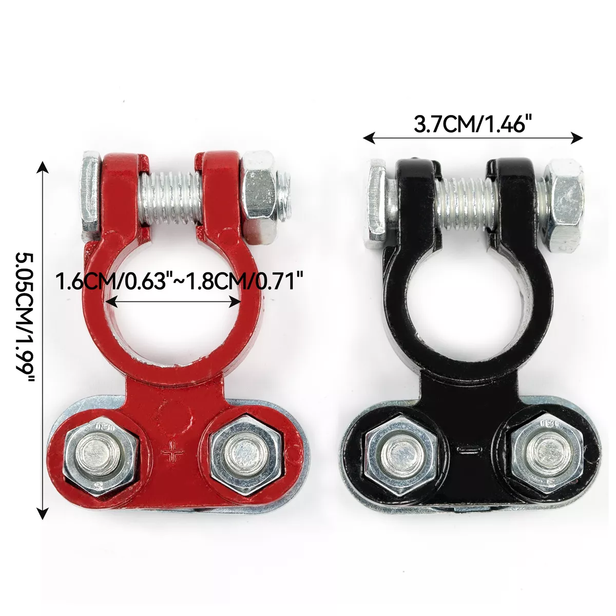 2pc Car Battery Terminal Connector Positive Negative Post Heavy