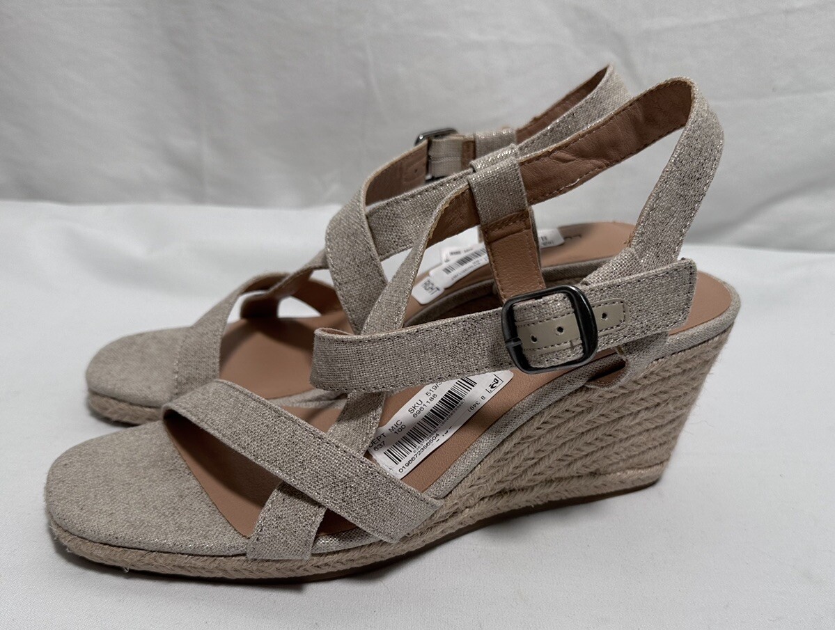 送料3 Lucky Brand Womens Sandals Wedge Strappy 9.5M Espadrille Shoes