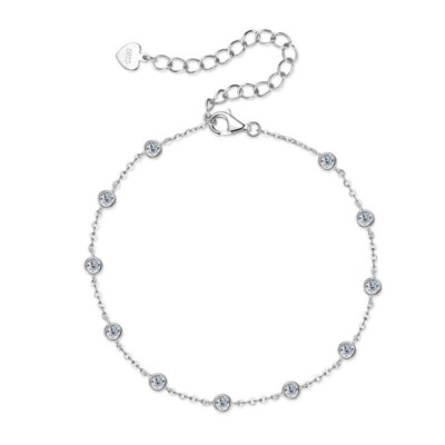 1ct Kette Lünette Armband Weißgold Diamant Testpass Laborgefertigt VVS1/D 16,5cm