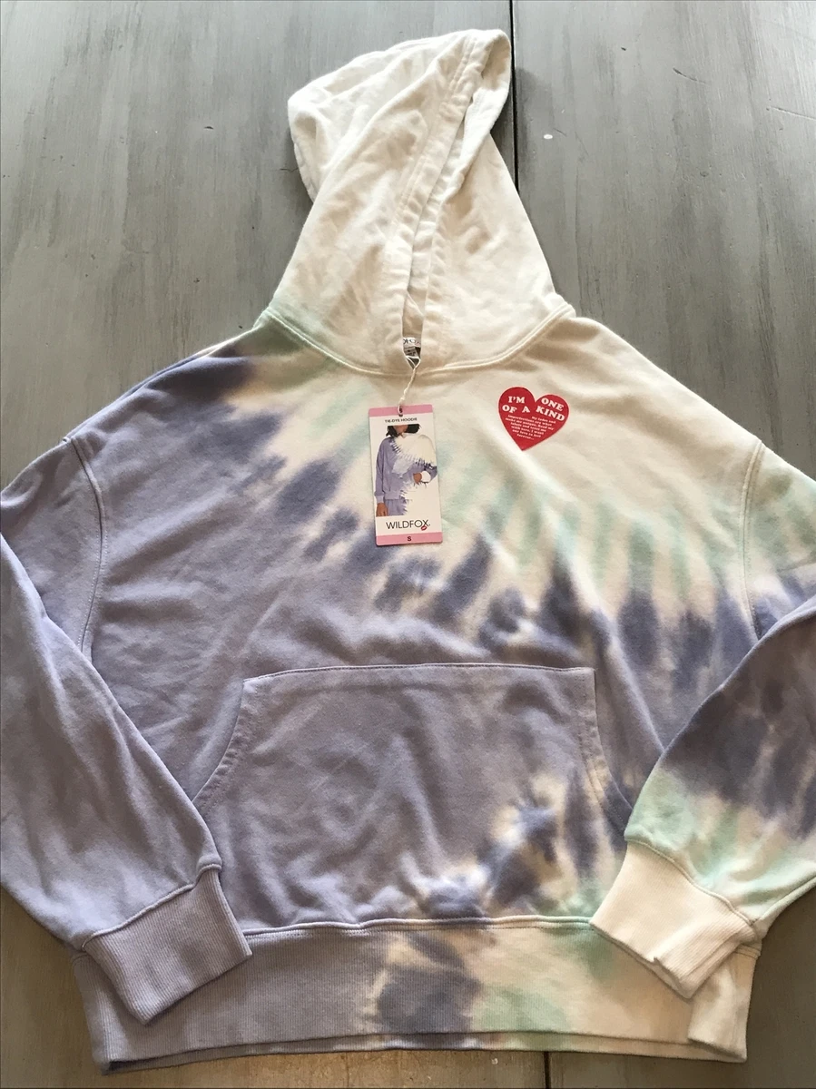 Wildfox Periwinkle White Tie Dye Hoodie Sweat Shirt Womens Sz S