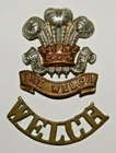 BRITISH MILITARY CAP BADGES, Welch Regiment Cap Badge & Shoulder Title 1920-WW2