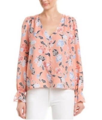 Joie Bolona V Neck Long Sleeves Floral Button Down Shirt Size L