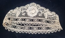 Antique Mixed Tape Lace Bertha Collar - 25" Victorian Edwardian Ecru Floral Cap
