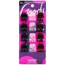 Goody Small Basic Half-Claw Hair Clips, 12-Count   3-Prong Black,Clear,Brown