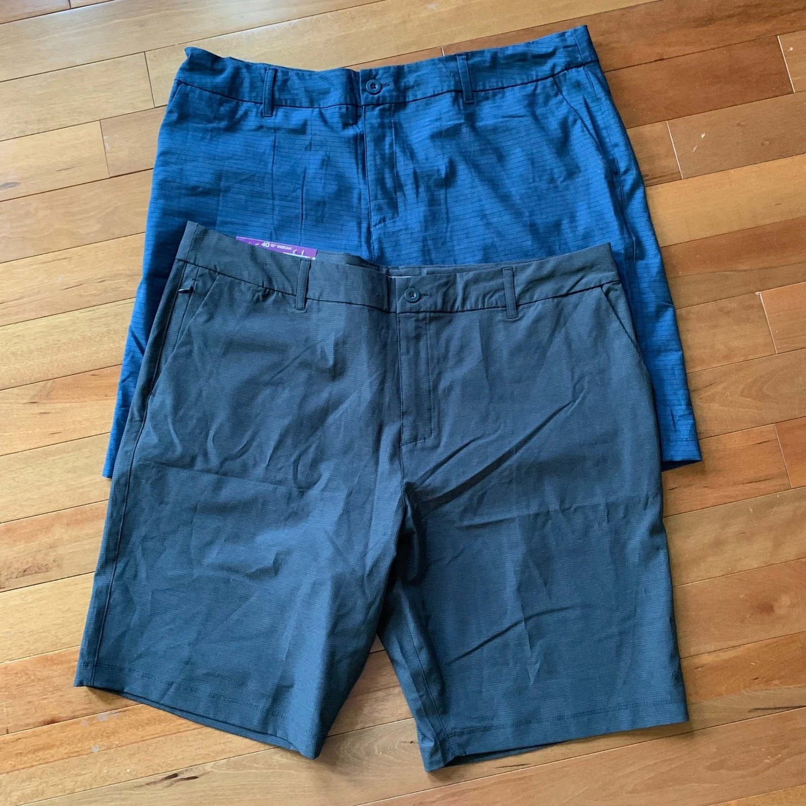 Hang Ten Mens 40 Hybrid Walkshort Bundle Black NWT Blue EUC 10 Inseam 2 Pack