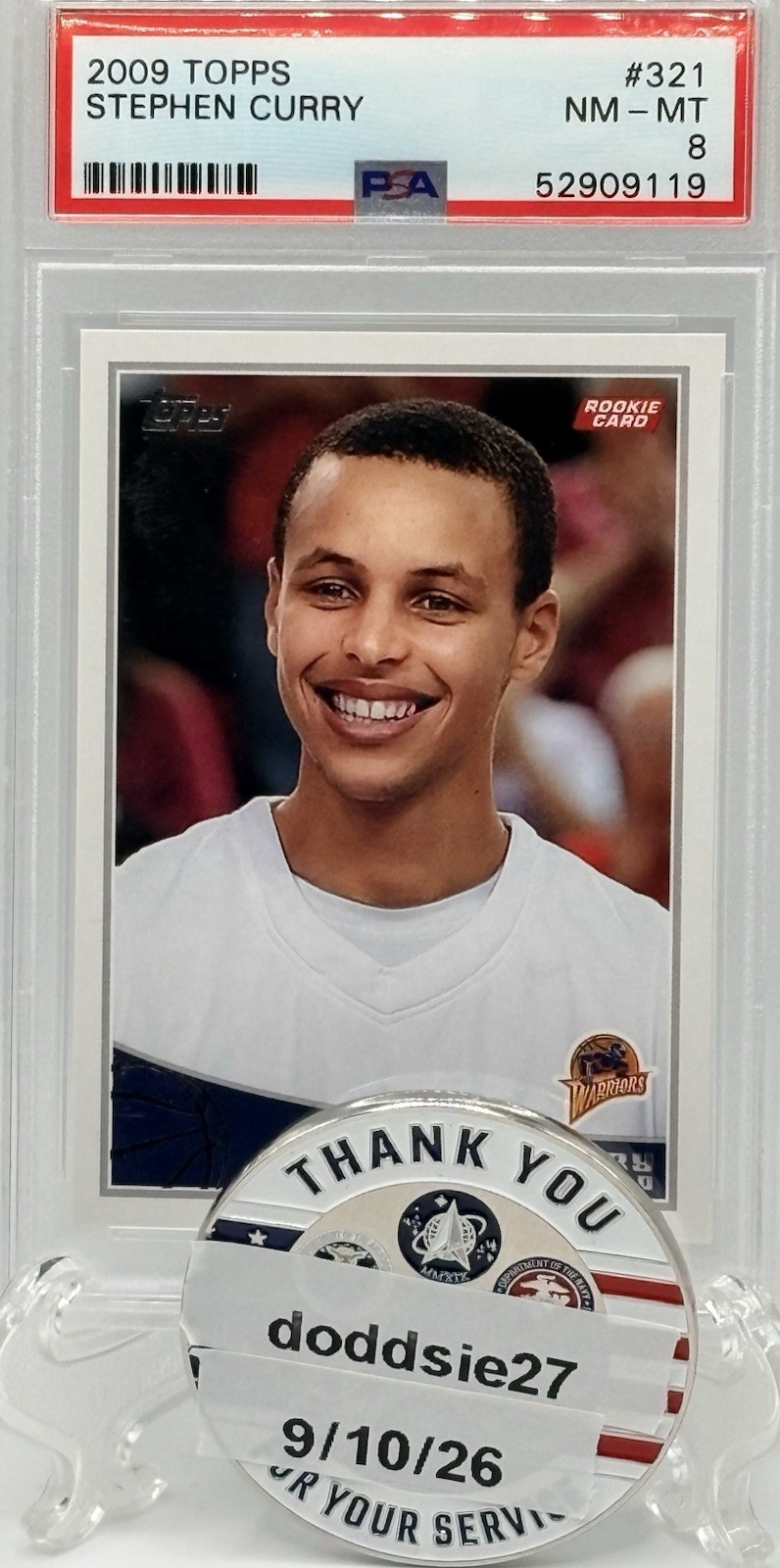 2009 Topps Stephen Curry #321 Rookie Card PSA 8 NM-MINT view 2