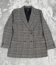 Vintage Pendleton Blazer Womens 14 100 Wool White Black Blue Beige Gen Plaid
