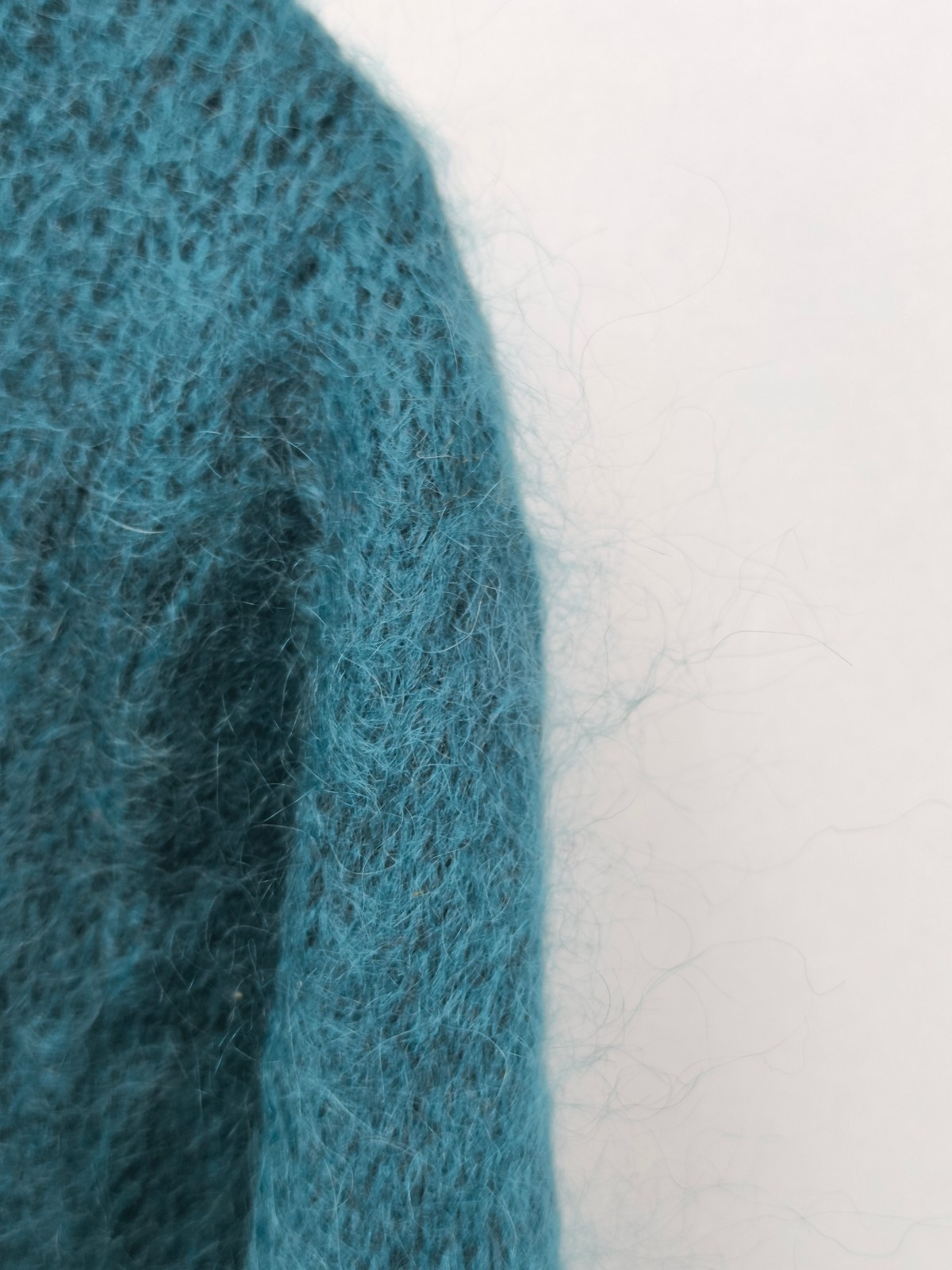 Oris Vintage Mohair Strickjacke Cardigan Damen Gr. XL It 48 Blau Grün Italy image 4
