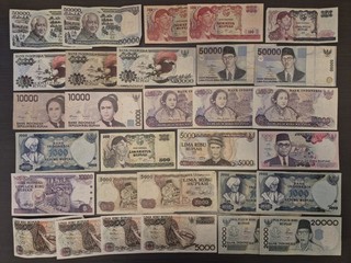 Lot of 30 Indonesia Old Banknotes F XF