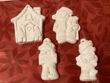 Christmas Crafts ~ Plaster of Paris Ornaments  ~ Santa  Bear Gingerbread House
