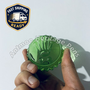 bid Rolex Triplock Green Glass Paperweight Moon Cake Crystal Salviati Collector