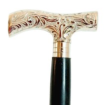 Solid Brass Designer Wooden Walking Stick Cane Handmade Canes Vintage Style