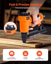 Pneumatic Staple Gun - 22 Gauge, 71 Series Fine Wire Staples, 3/8" Crown, Profes