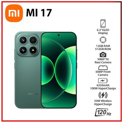 (New) Xiaomi 17 5G 12GB+512GB GREEN Dual SIM Unlocked Android Cell Phone