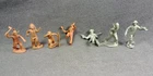 7 1950s Marx Fort Dearborn Playset Plastic Toy Figure Cowboy Indian Vintage Lot