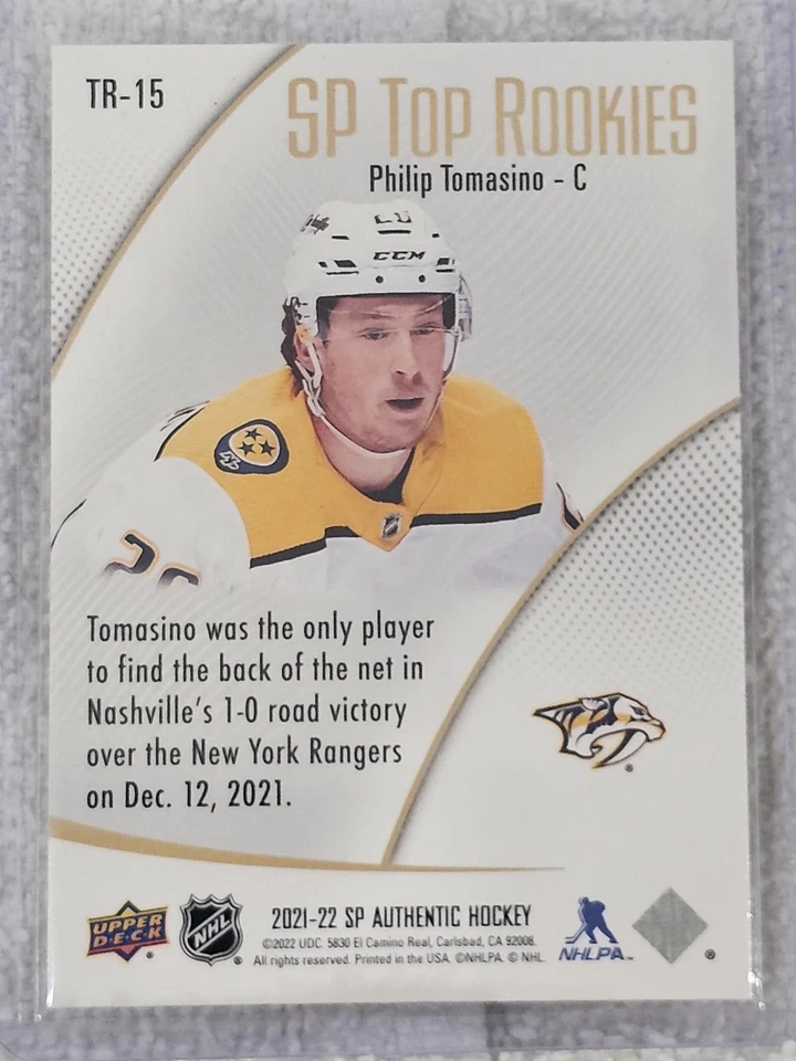 2021-22 Upper Deck SP Top Rookies Philip Tomasino Rookie Card #TR-15 - Image 2 of 2