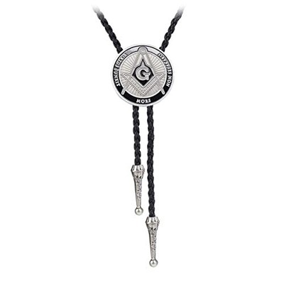BRBAM Freemason Symbol Bolo Tie for Men Masonic Square and Style 3 - Black