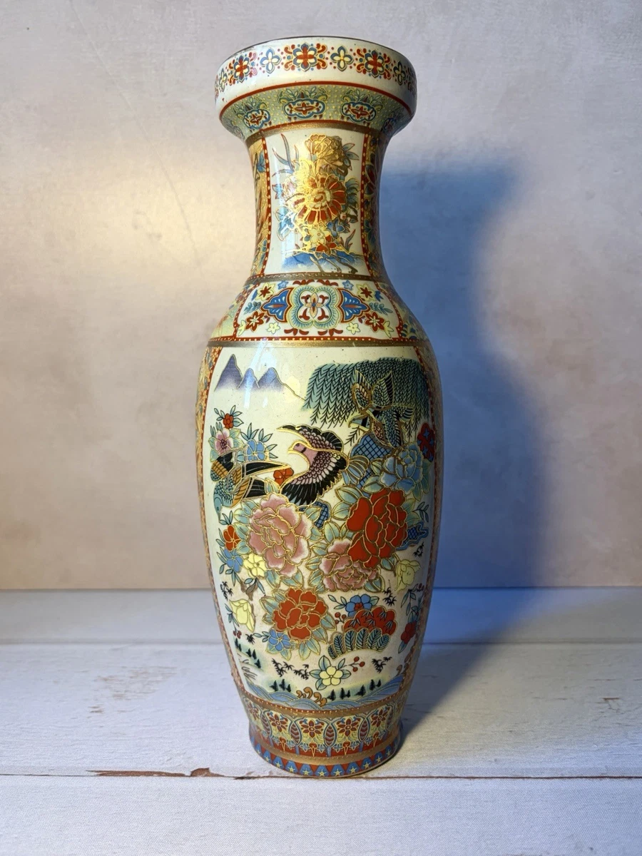 多色花柄陶器花瓶 2個セット　アンティーク　イタリア製花瓶 返品送料無料】 多色花柄陶器花瓶 2個セット アンティーク イタリア製