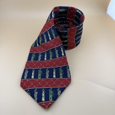 Tommy Hilfiger Red Italian Silk Tie Golf Themed Bag Putter Necktie USA Made