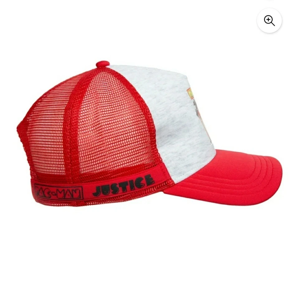 Gorra de béisbol Justice Pacman Collaboration roja gris camionero Pac Man Snapback Foto 4 de 4