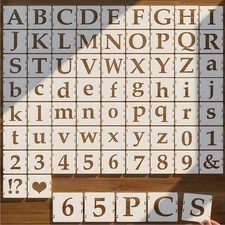 Letter Stencils for Painting, 65PCS Alphabet Stencils for Crafts Reusable, In...