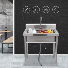 Utility Kitchen Sink Standing Stainless Steel Commercial Restaurant Laundry Sink