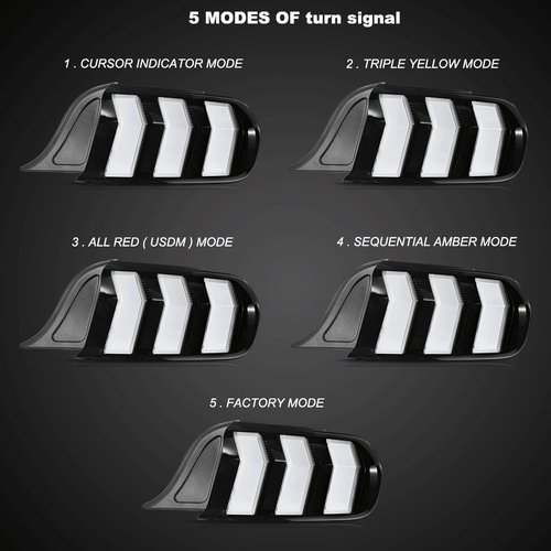 Indicador secuencial de luces traseras LED blancas de 5 modos para Ford Mustang 2015-2023 - Imagen 3 de 17