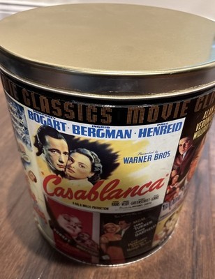Movie Classics Popcorn Tin Casablanca Tarzan Zorro Houston Foods Co 11 x10 x10 