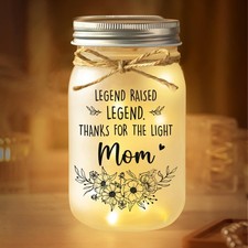 Mothers Day Birthday Gifts for Mom, Legend Raised Legend Mason Jar Night Ligh...
