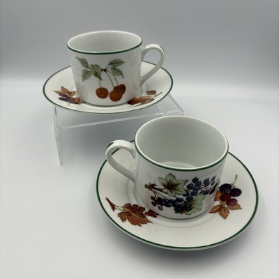Vintage Royal Worcester Evesham Vale Tasse & Untertasse x 2 1986 Top Zustand