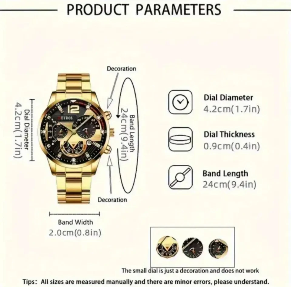 8 Piezas/Juego Relojes Hombre con Movimiento Cuarzo, Clásico Redondo MLA-T0004C Foto 4 de 4