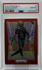 Budda Baker PSA 10 -2024 Panini Prizm Deca ‘Red’ /199 Cardinals, Huskies, Leader