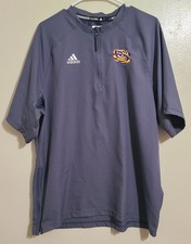 Pullover Adidas LSU Tigers Lateral 1/4 Cremallera Para Hombre Grande Gris Malla Ventilación Grande