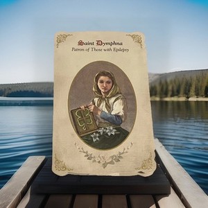 St Dymphna Healing Holy Card Folder + Medal (Patron of Mental Illness)