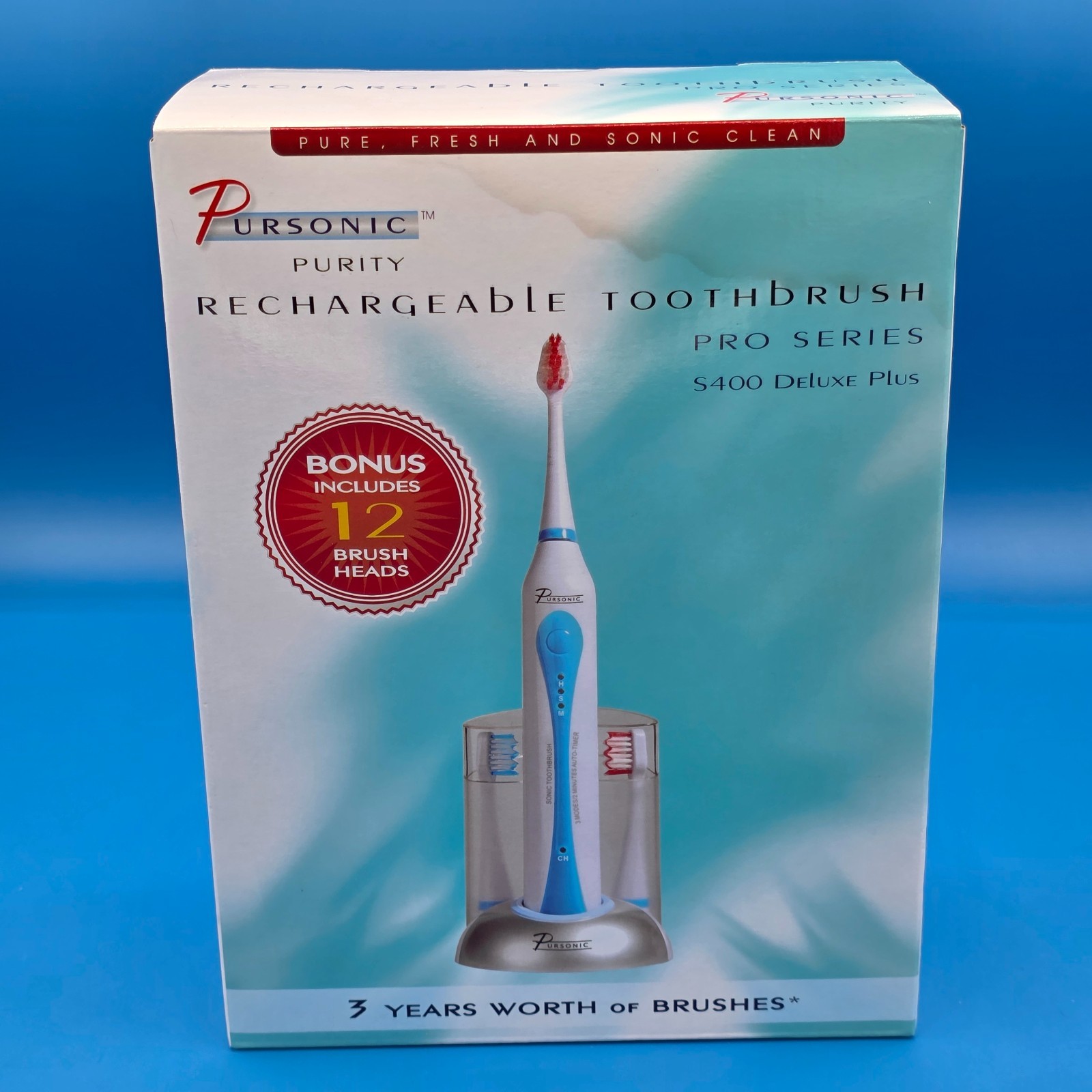 Pursonic Rechargeable Pro Series Toothbrush S400 Deluxe Plus